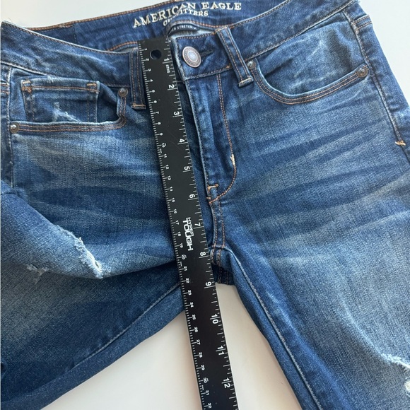 American Eagle Womens Skinny Jeans Size 2 Regular Distressed Denim Blue - Picture 7 of 11